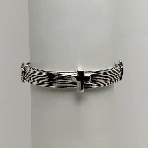 Bangle w/Cross Religious Stretch Bracelet