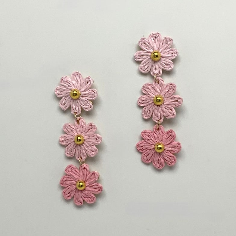 Three Twine Flower Drop Earrings