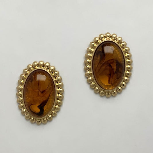 Statement Textured Lucite Oval Earrings