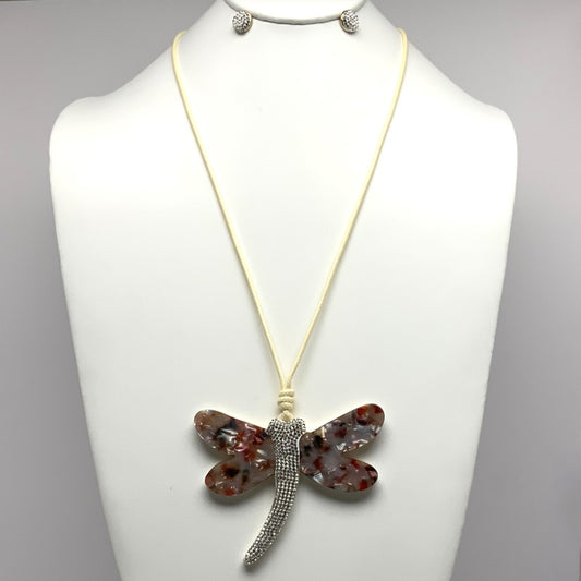 Lucite Dragonfly Drop Necklace