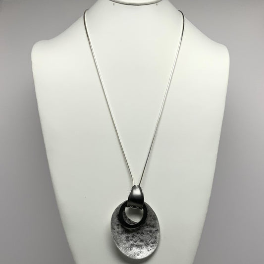 Two-toned Oval Drop Necklace