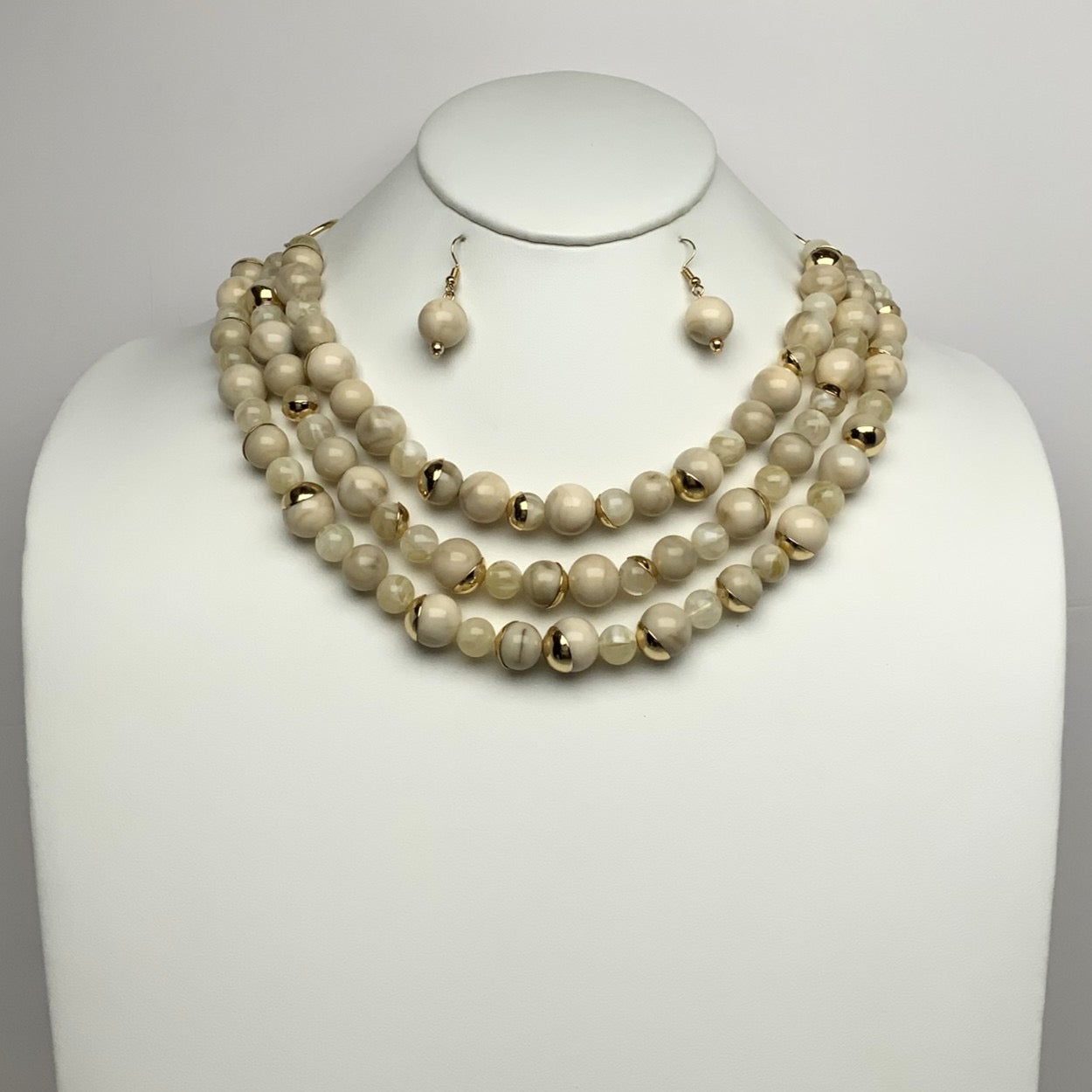 Lucite Marble Design Layered Necklace Set