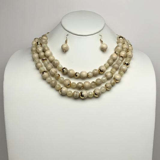 Lucite Marble Design Layered Necklace Set
