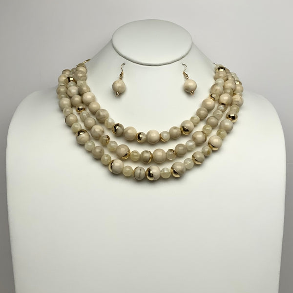 Lucite Marble Design Layered Necklace Set