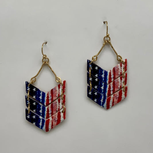 American Flag Cork Material Earrings