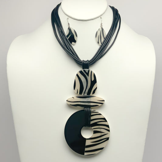 Lucite Animal Print Drop Necklace