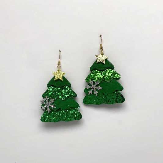 Christmas Tree Snowflake Earrings