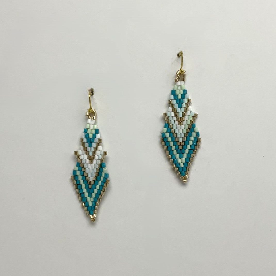 Tri-color Boho Beaded Earrings
