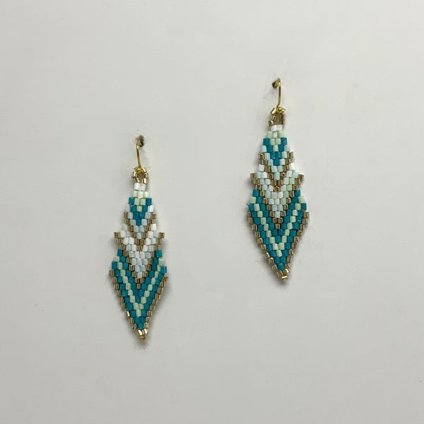 Tri-color Boho Beaded Earrings