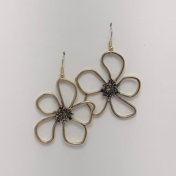 Metal Flower Drop Earrings