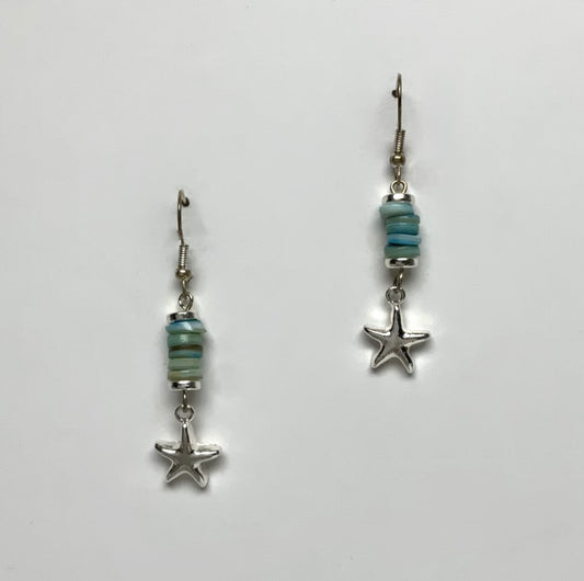 Flat Bead Starfish Earrings