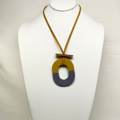 Cord and Lucite Drop Necklace