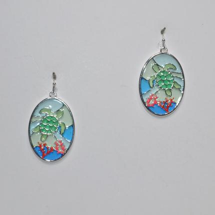 Glass Turtle Drop Earrings