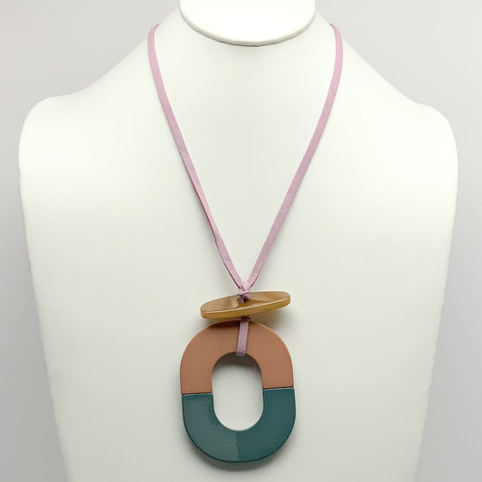 Cord and Lucite Drop Necklace