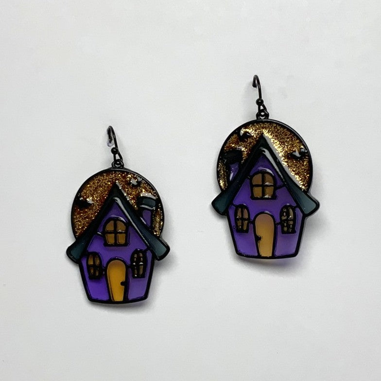 Scary Enamel House Earrings