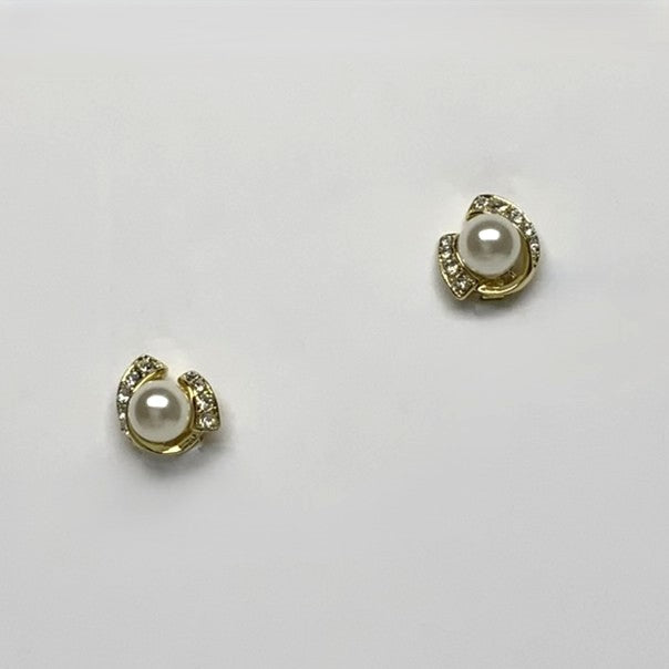 Crystal Pearl Clip On Earrings