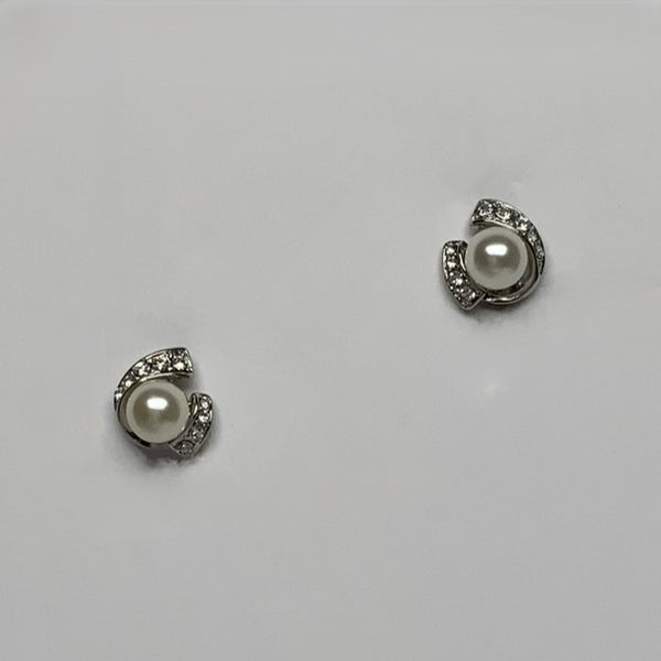 Crystal Pearl Clip On Earrings