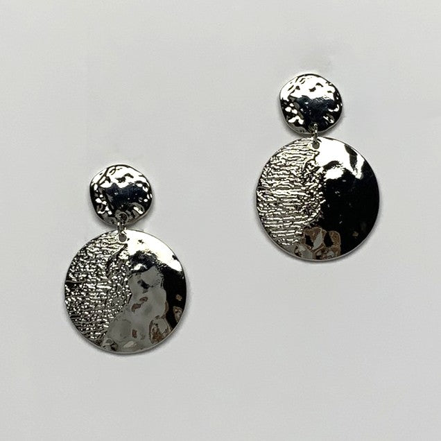 Half Textured Circle Clip On Earrings