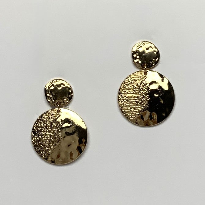 Half Textured Circle Clip On Earrings