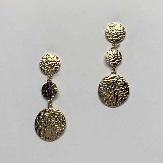 Hammered Circle Dangling Clip On Earrings
