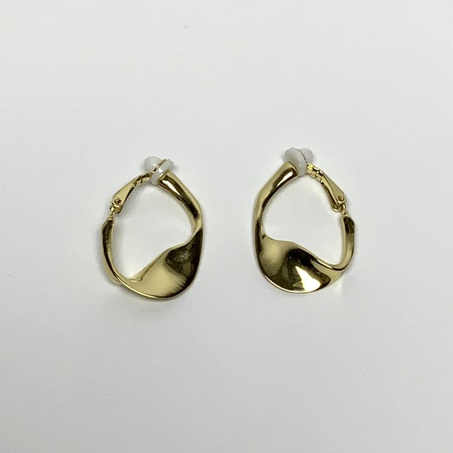 Inverted Teardrop Clip On Hoop Earrings