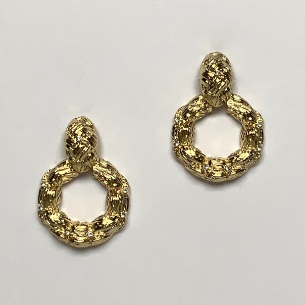 Textured Circle Drop Clip On Earrings