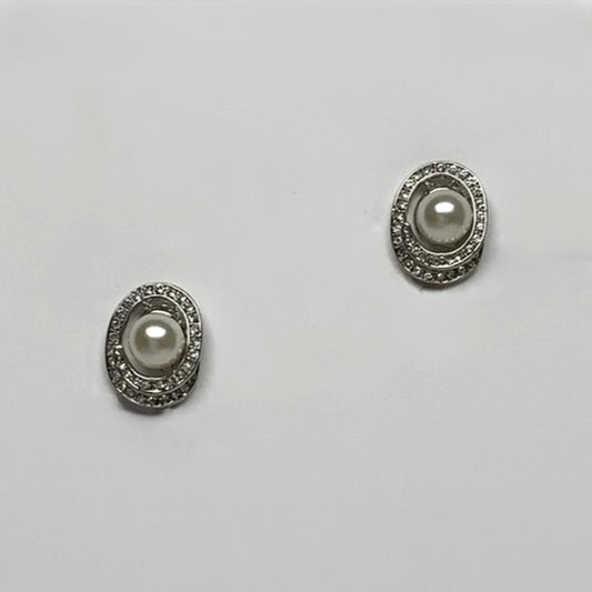 Elegant Crystal Pearl Clip On Earrings
