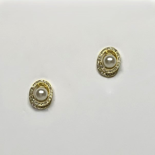 Elegant Crystal Pearl Clip On Earrings