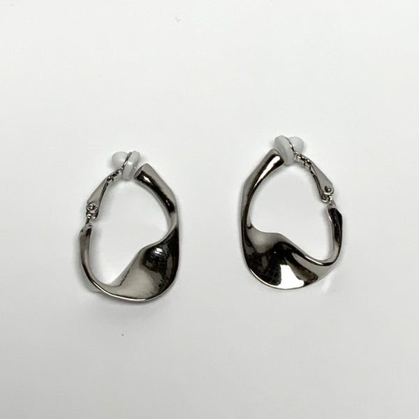 Inverted Teardrop Clip On Hoop Earrings