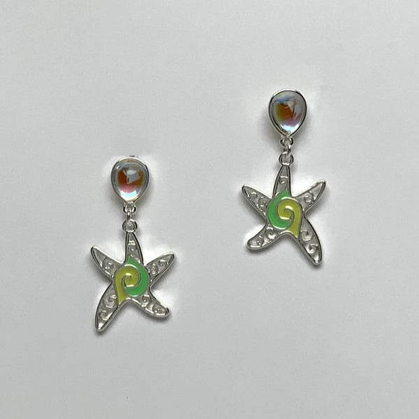 Enamel Starfish Dangle Earrings