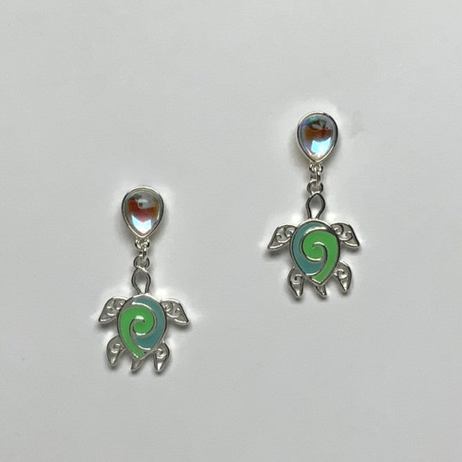 Enamel Turtle Dangle Earrings