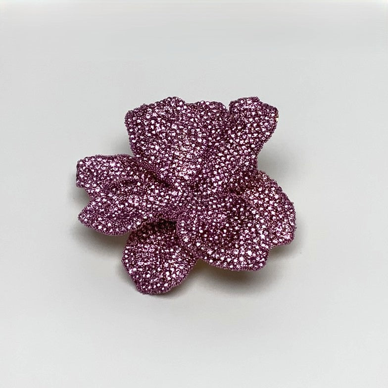 Metal Rhinestone Flower Pin