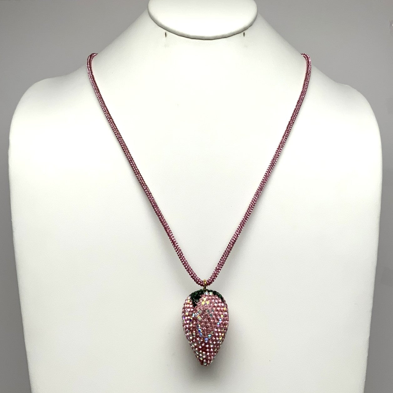 Long Strawberry Crystal Necklace