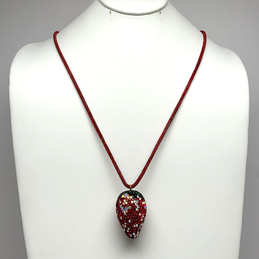 Long Strawberry Crystal Necklace