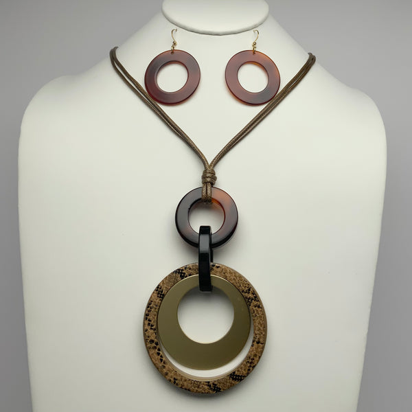 Double Hoop Drop Necklace Set