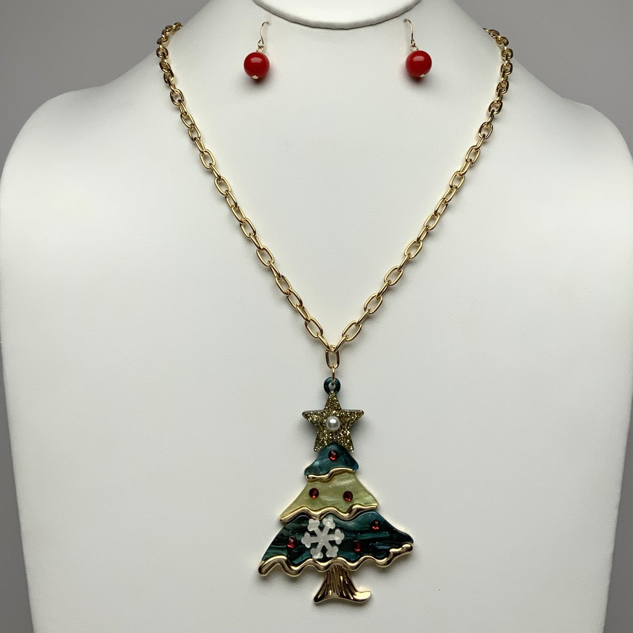 Christmas Tree Drop Necklace