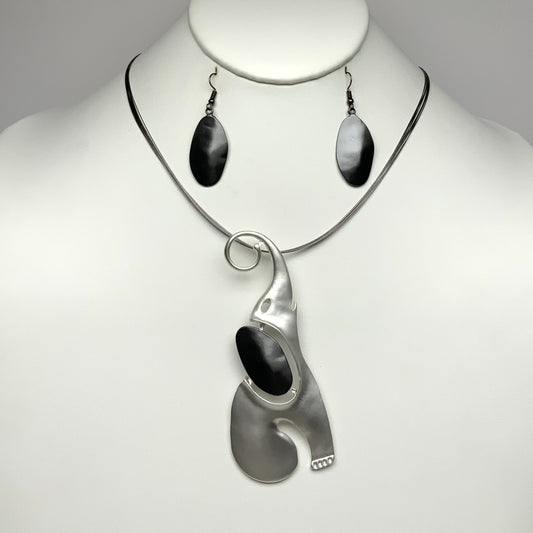 Elephant Silhouette Silver Necklace