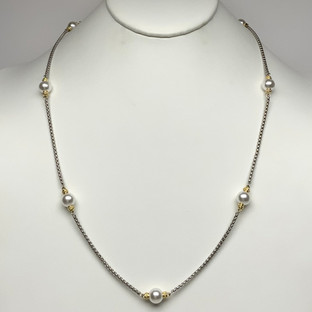 Silver Pearl Drop Necklace
