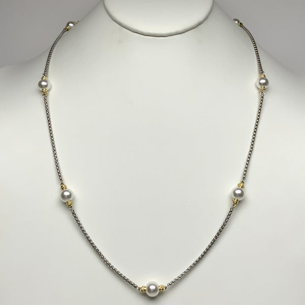 Silver Pearl Drop Necklace