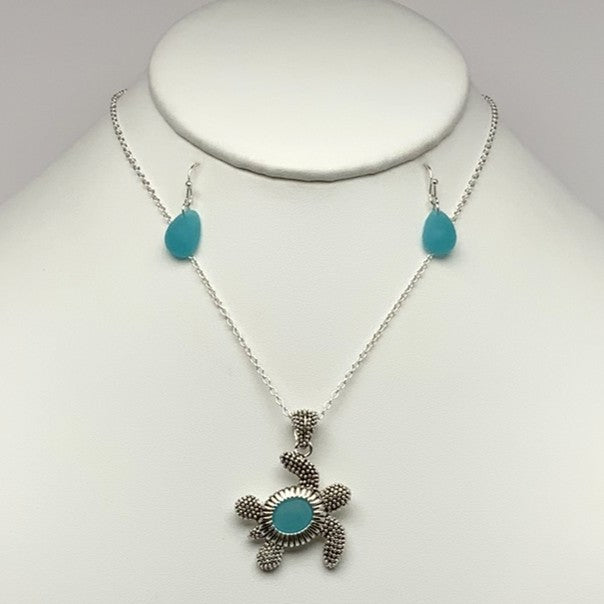 Turquoise Silver Turtle Necklace