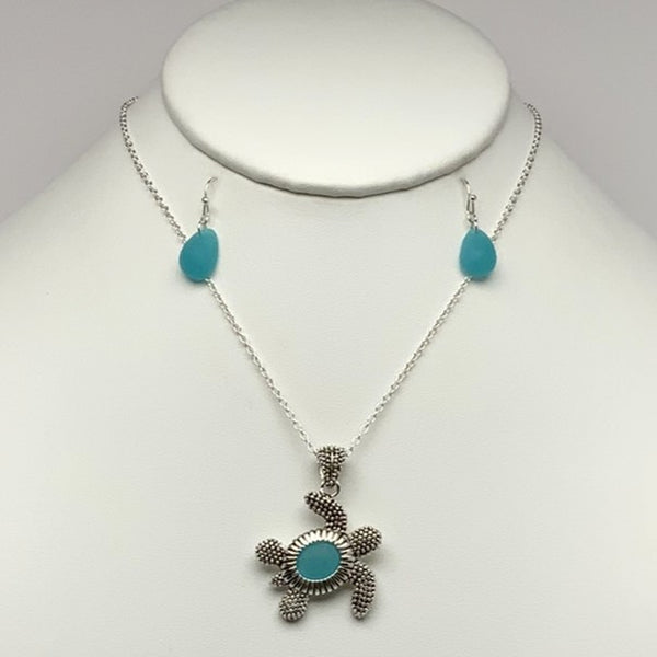 Turquoise Silver Turtle Necklace