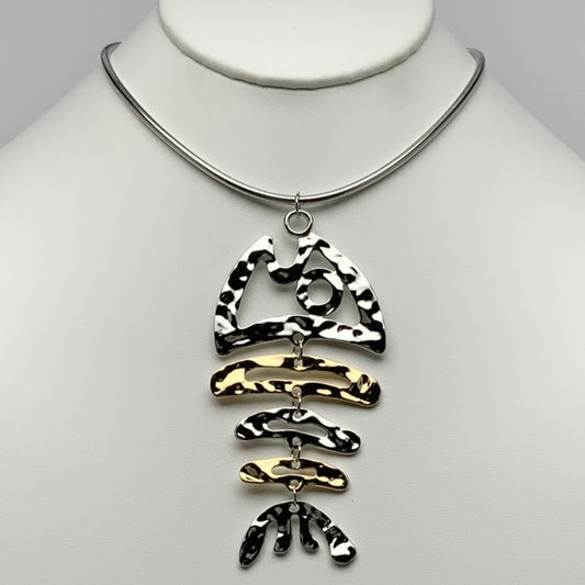 Silver and Gold Fish Necklace