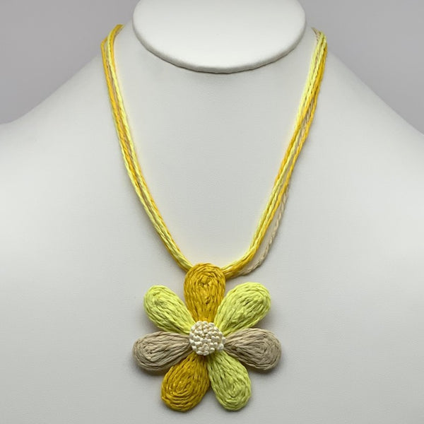 Yellow Flower Straw Necklace