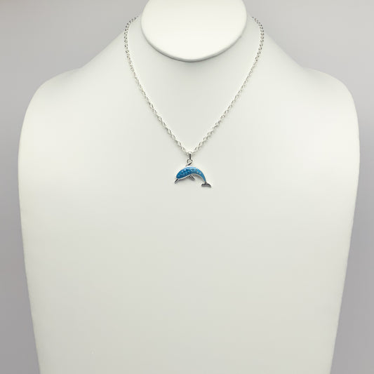 Crystal Dolphin Drop Necklace