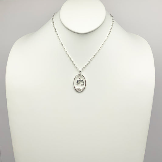 Dolphin Drop with Crystals Necklace