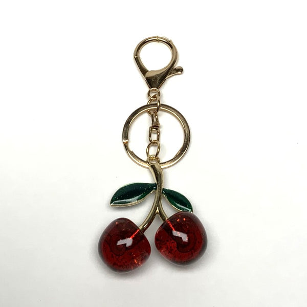 Glitter Cherry Keychain