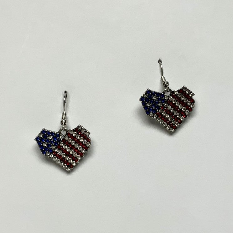 Patriotic Heart Flag Earrings