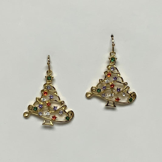 Cubic Zirconia Christmas Tree Earrings