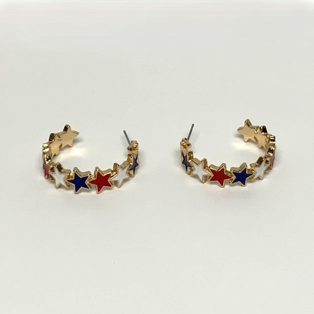 Patriotic Star Hoop Earrings