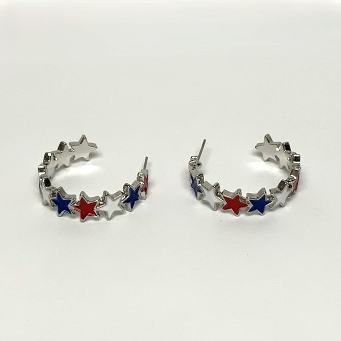Patriotic Star Hoop Earrings